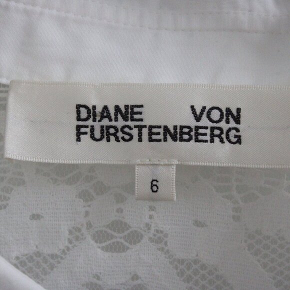 Diane Von Furstenberg DVF Button Down Lace Back Long Sleeve Shirt White Size 6 - Picture 2 of 3